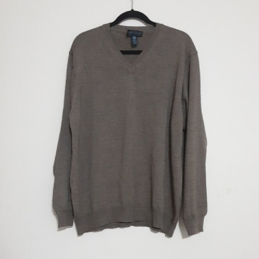 Giasone Men Brown Sweater Wool Pull Over Soft Event Office Luxury Y2k Grandpa Xl